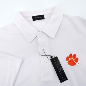 NEW Clemson Tigers Tour Play Mens White Paw Golf Polo Shirt Short Sleeve Large